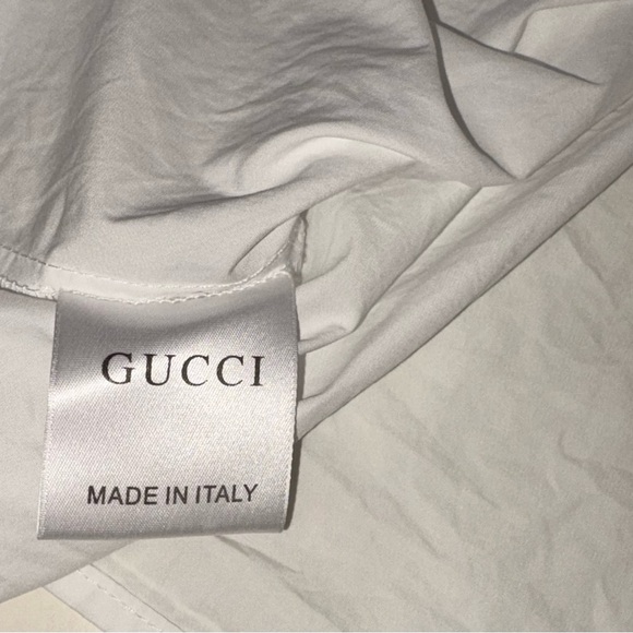 Gucci White Ruffled Heavy Cotton Poplin Blouse - Picture 3 of 6